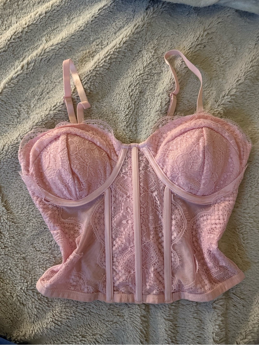 Charlotte Russe Pink Lace Longline Bustier Top